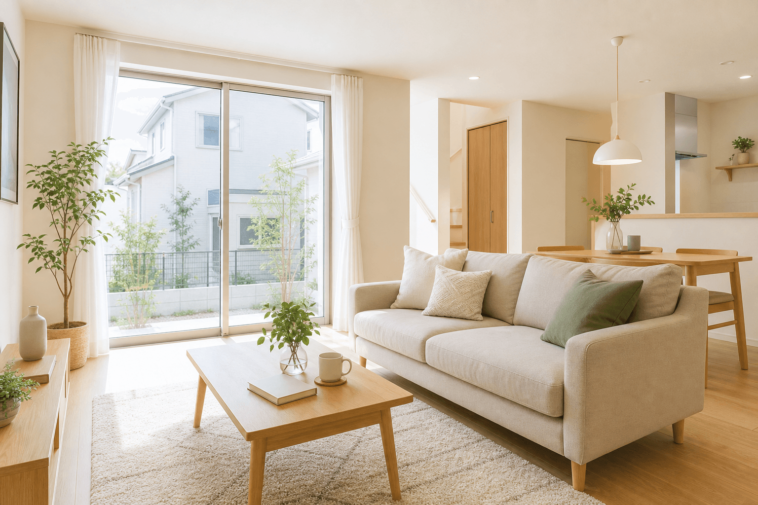 明るい新築戸建のリビング