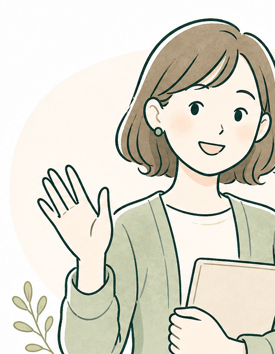 相談を案内するスタッフのイラスト